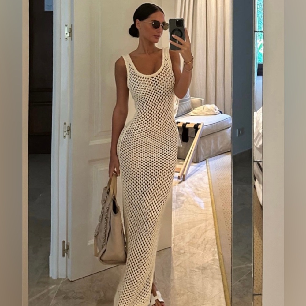 Monday Swimwear Hamptons Ivory Crochet Maxi Dress